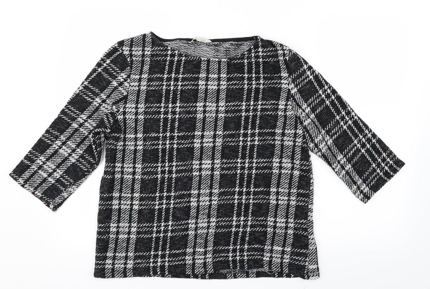 Peacocks Womens Black Check Knit Pullover Jumper Size 16