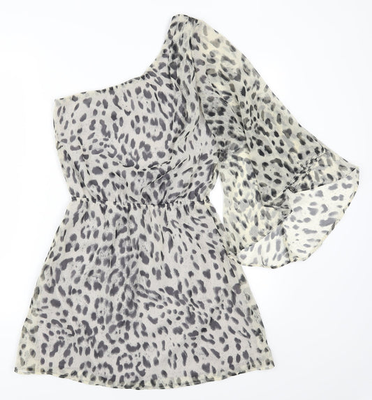 Miso Womens Grey Animal Print  Skater Dress  Size 8