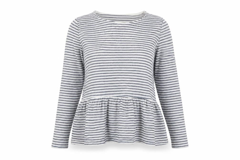 New Look Womens Blue Striped  Basic T-Shirt Size 6