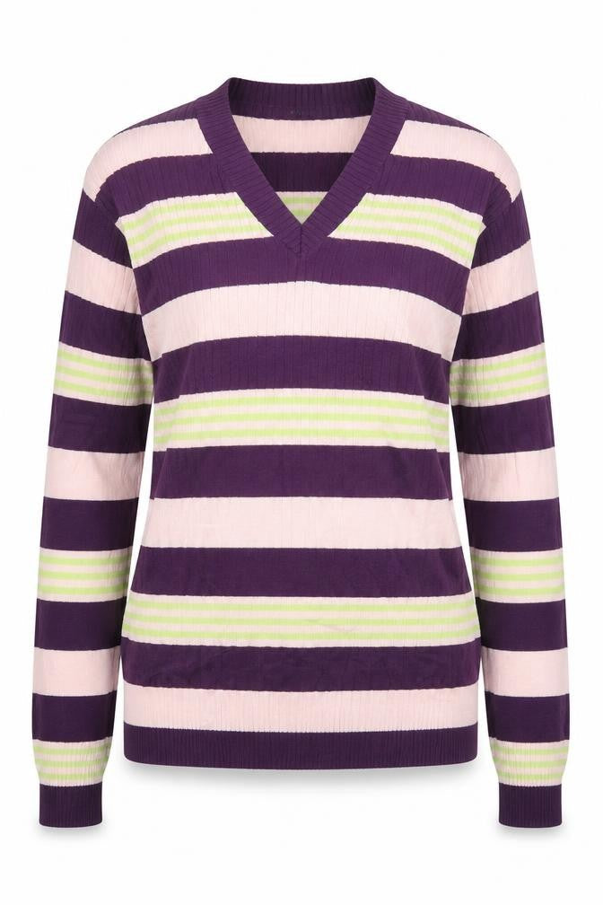 JUNK de LUXE Womens Purple Striped  Pullover Jumper Size L  - Pink