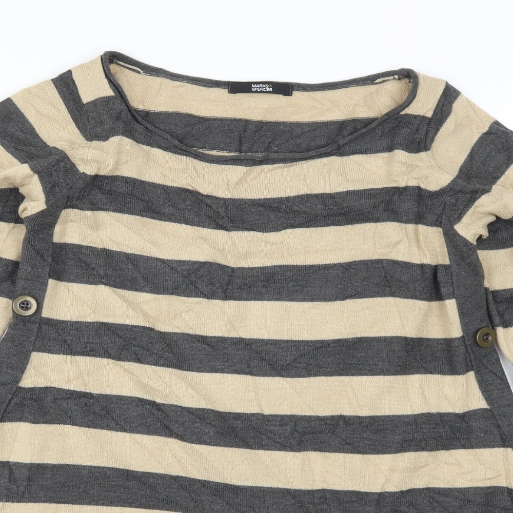 Marks and Spencer Womens Beige Striped  Pullover Jumper Size 8