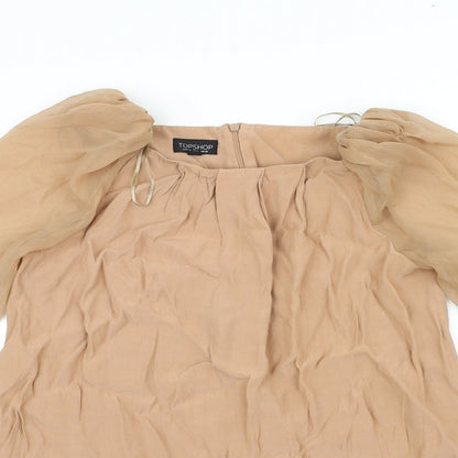 Preloved Topshop Womens Beige   A-Line  Size 10 - Detail