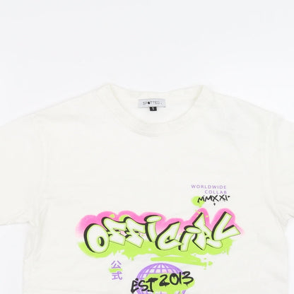 Preloved Spotted Girls White   Basic T-Shirt Size S - Detail