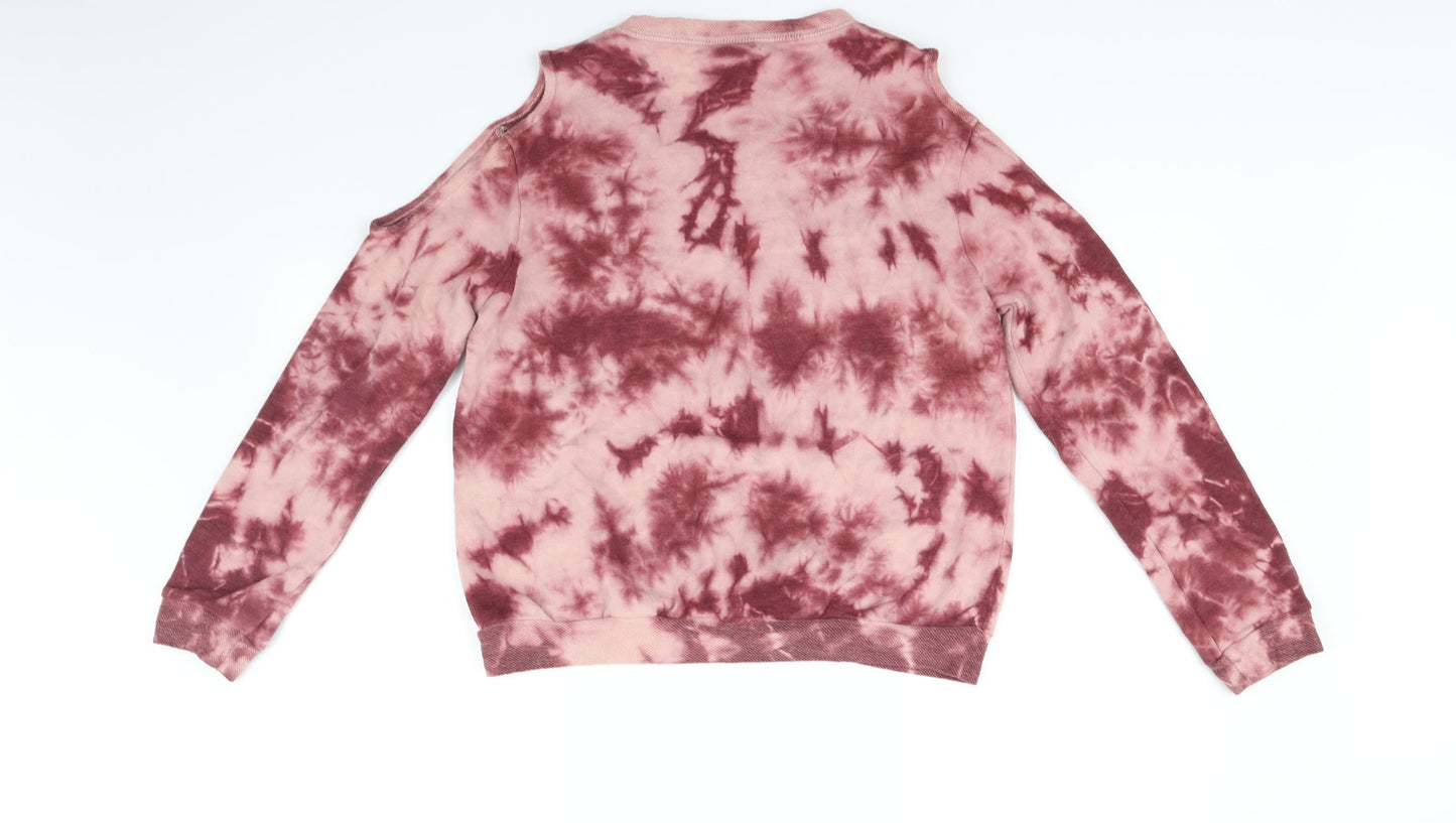 sky & sparrow Womens Pink Houndstooth  Pullover Jumper Size L