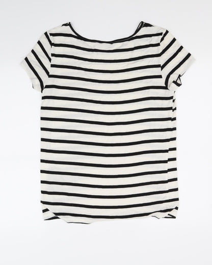 Preloved Only You Womens White Striped  Basic T-Shirt Size M - Back