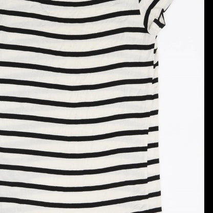 Preloved Only You Womens White Striped  Basic T-Shirt Size M - Label