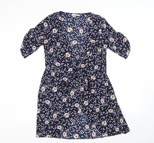 Glamorous Womens Blue Floral  A-Line  Size S