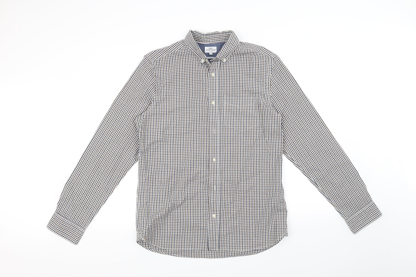 NEXT Mens White Striped   Button-Up Size M