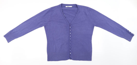 M&Co Womens Purple   Cardigan Jumper Size XL