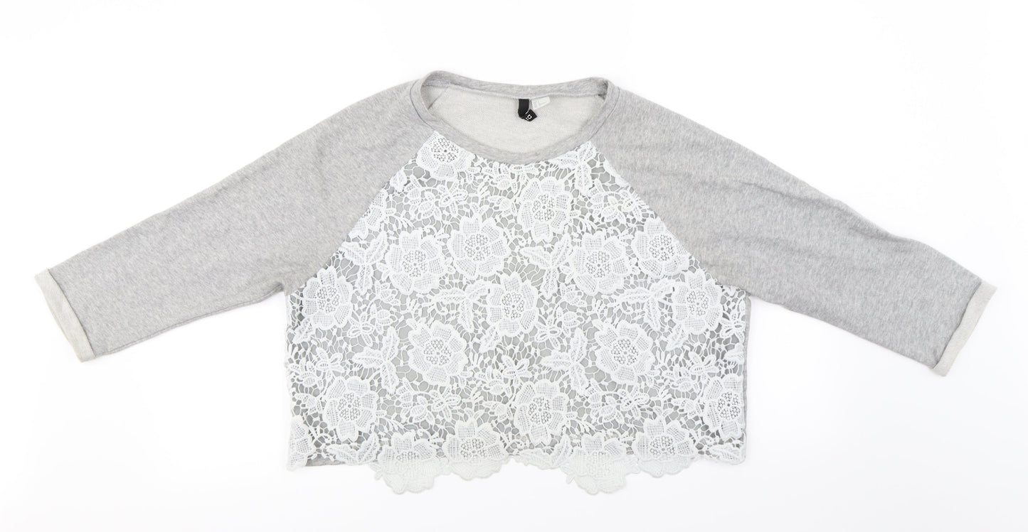H&M Womens Grey Floral  Pullover Jumper Size L
