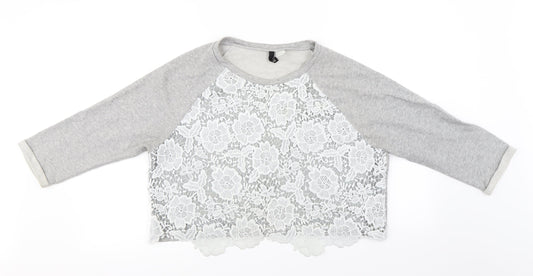 H&M Womens Grey Floral  Pullover Jumper Size L