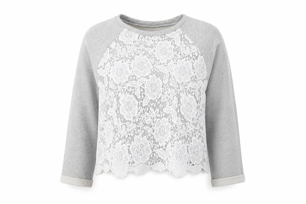 H&M Womens Grey Floral  Pullover Jumper Size L