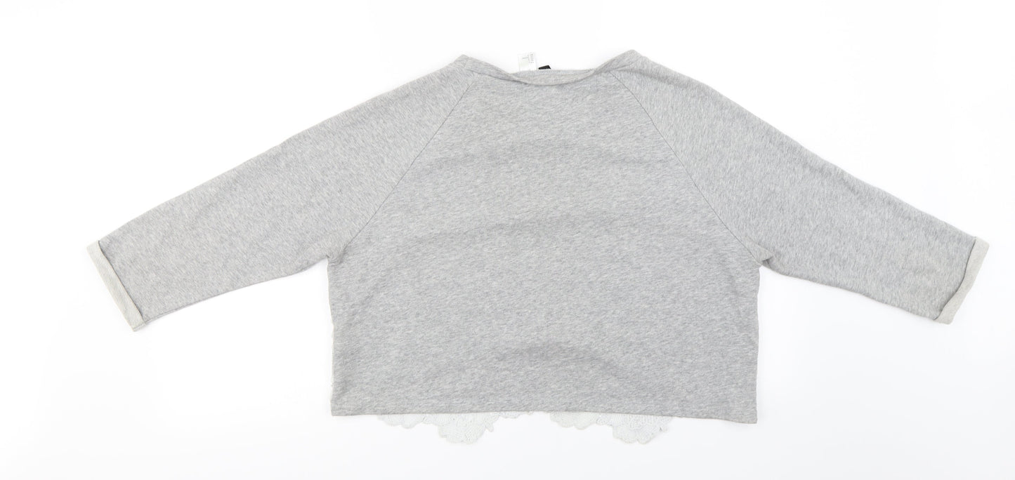 H&M Womens Grey Floral  Pullover Jumper Size L