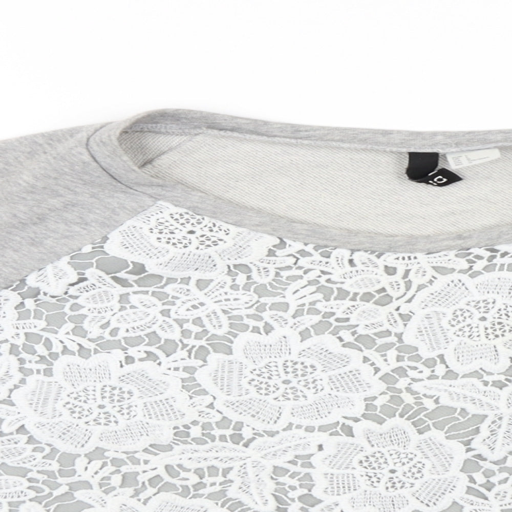 H&M Womens Grey Floral  Pullover Jumper Size L