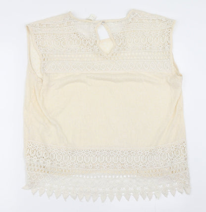 H&M Womens Ivory   Basic T-Shirt Size L