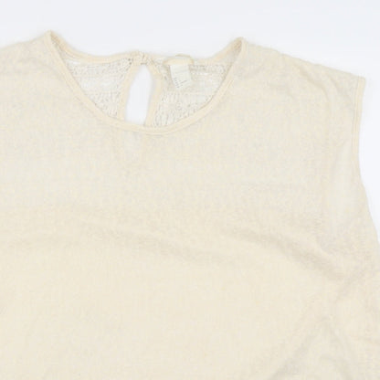 H&M Womens Ivory   Basic T-Shirt Size L