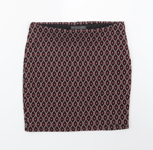 Primark Womens Red Geometric  Bandage Skirt Size 10