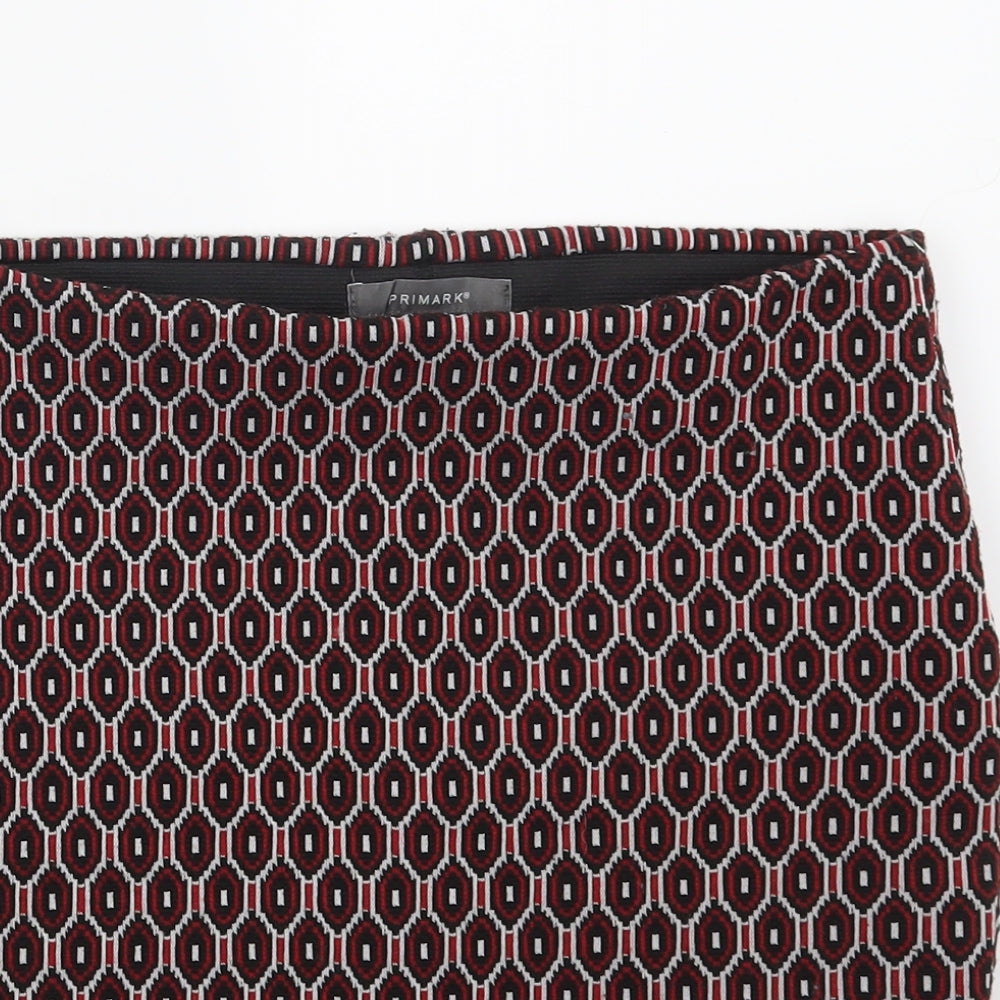 Primark Womens Red Geometric  Bandage Skirt Size 10