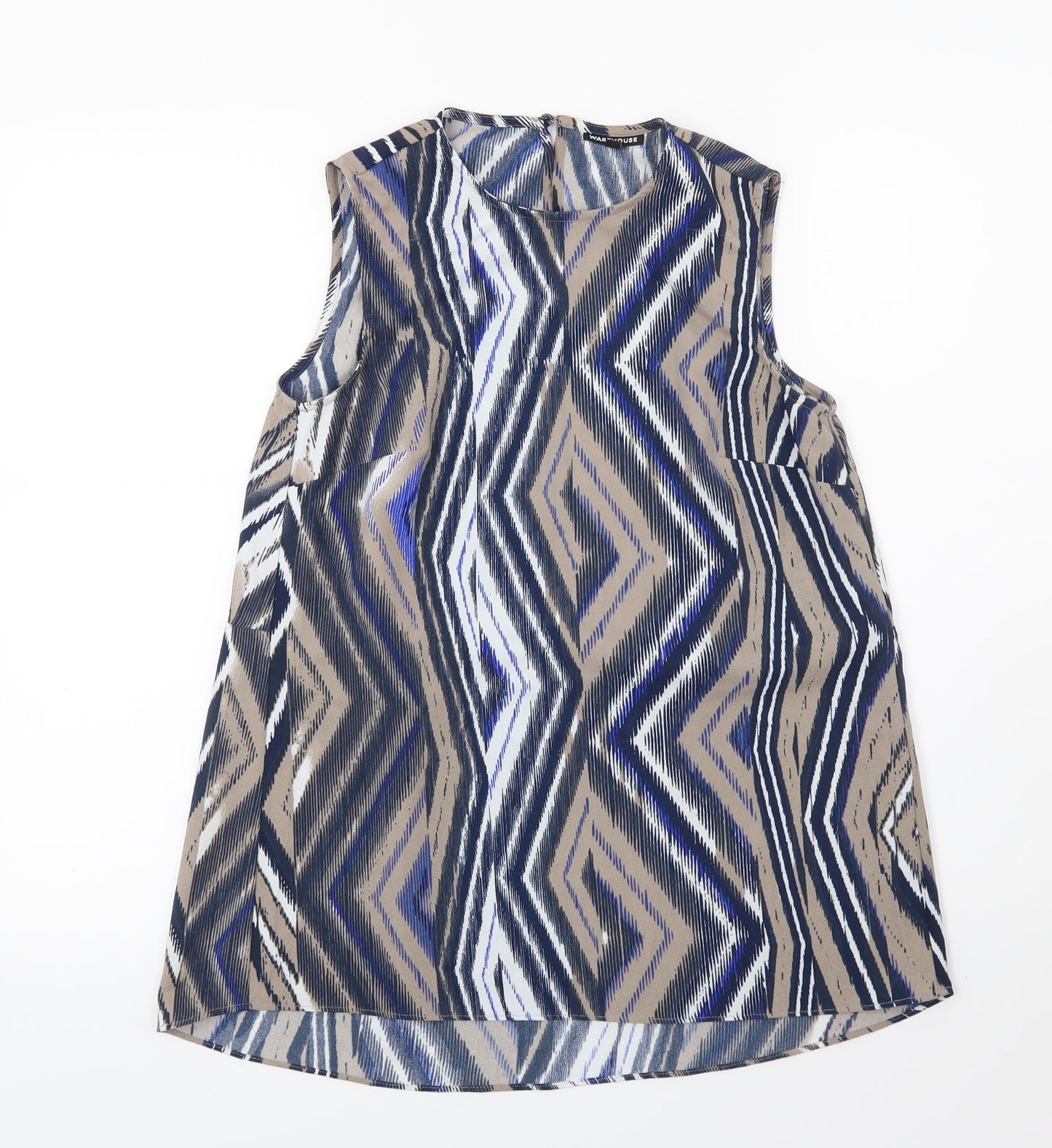 Warehouse Womens Multicoloured Geometric Chiffon Camisole Blouse Size 8
