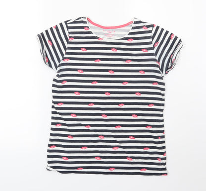 Preloved Young Dimension Girls Blue Striped Jersey Basic T-Shirt Size 12-13 Years - Front