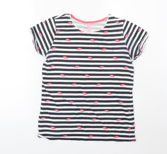 Young Dimension Girls Blue Striped Jersey Basic T-Shirt Size 12-13 Years