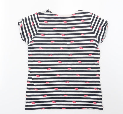 Preloved Young Dimension Girls Blue Striped Jersey Basic T-Shirt Size 12-13 Years - Back