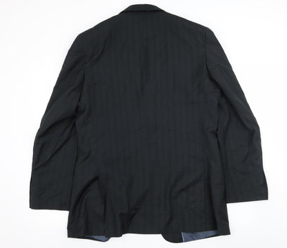 Preloved George Mens Black Striped  Jacket Suit Jacket Size L - Back
