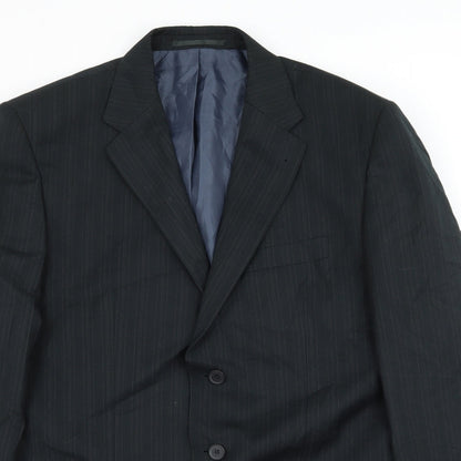 Preloved George Mens Black Striped  Jacket Suit Jacket Size L - Detail