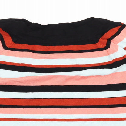 Preloved F&F Womens Black Striped Knit Pullover Jumper Size 14 - Detail