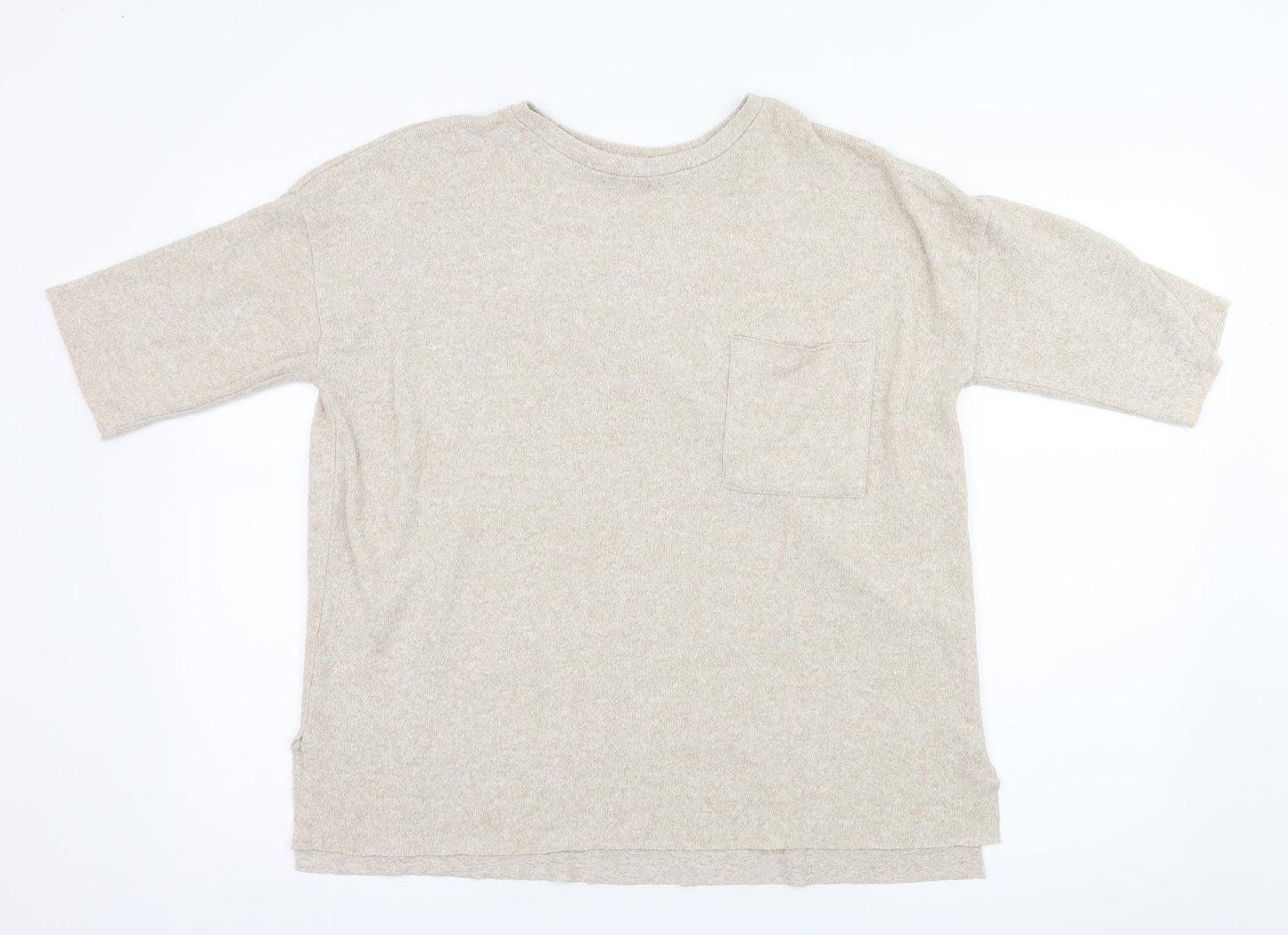 Zara Womens Beige  Knit Basic T-Shirt Size S