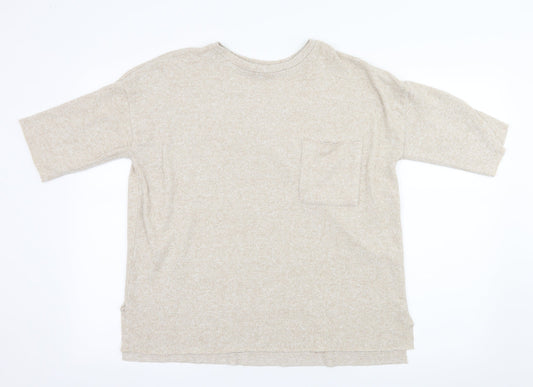 Zara Womens Beige  Knit Basic T-Shirt Size S