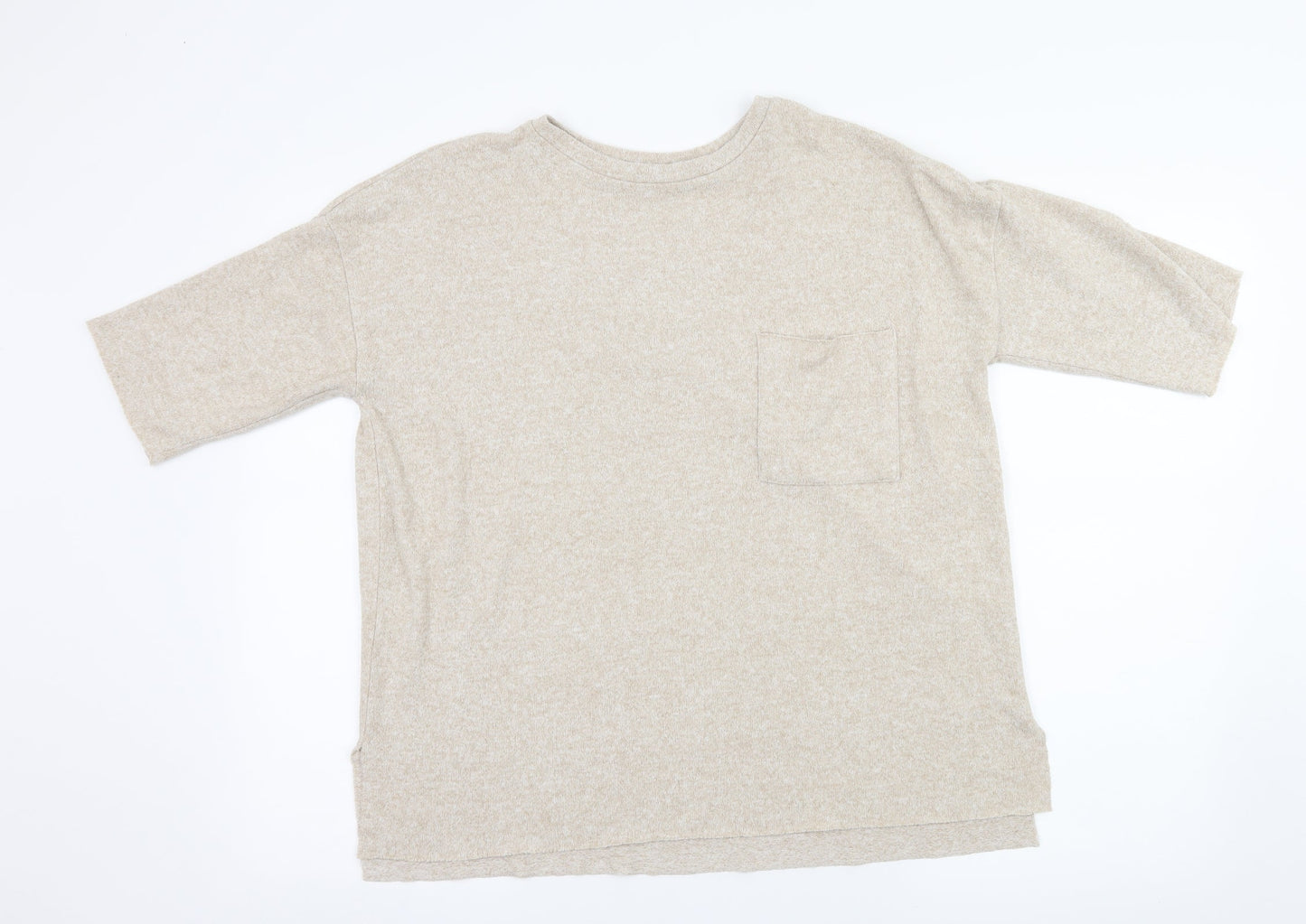 Zara Womens Beige  Knit Basic T-Shirt Size S
