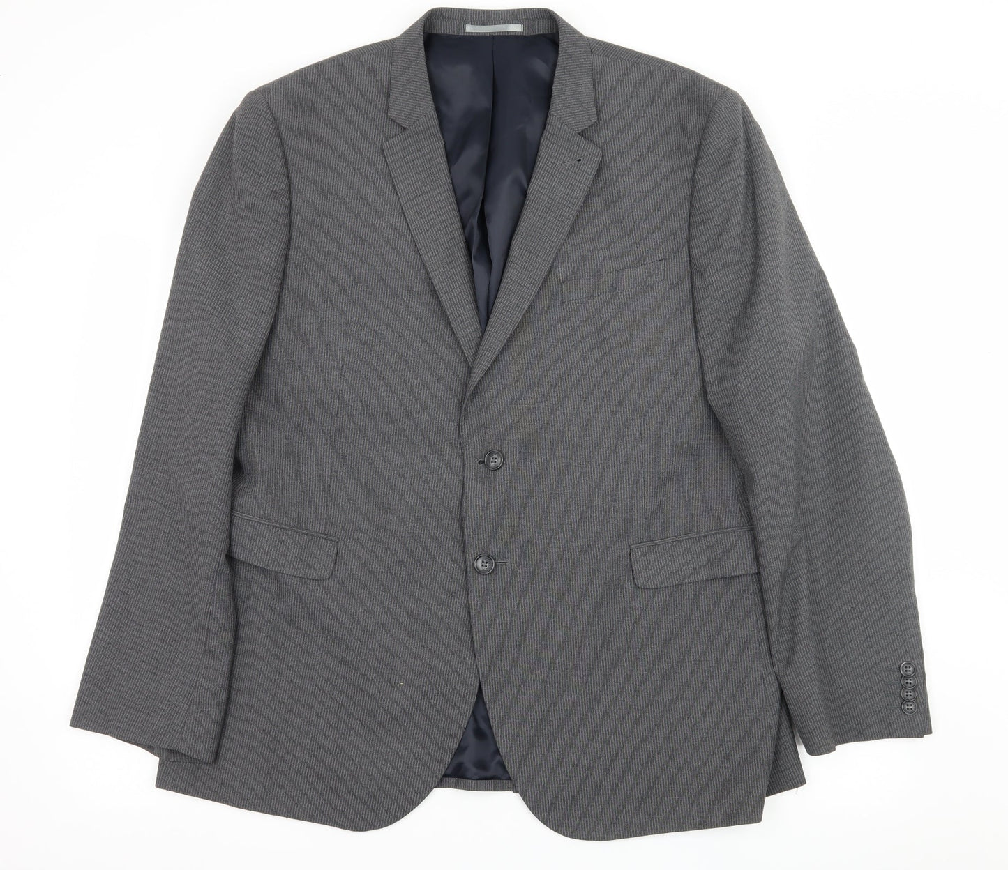 Cedar Wood State Mens Grey Striped  Jacket Suit Jacket Size XL