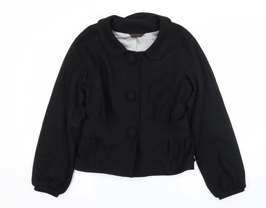 Miss Selfridge Womens Black   Pea Coat Coat Size 12