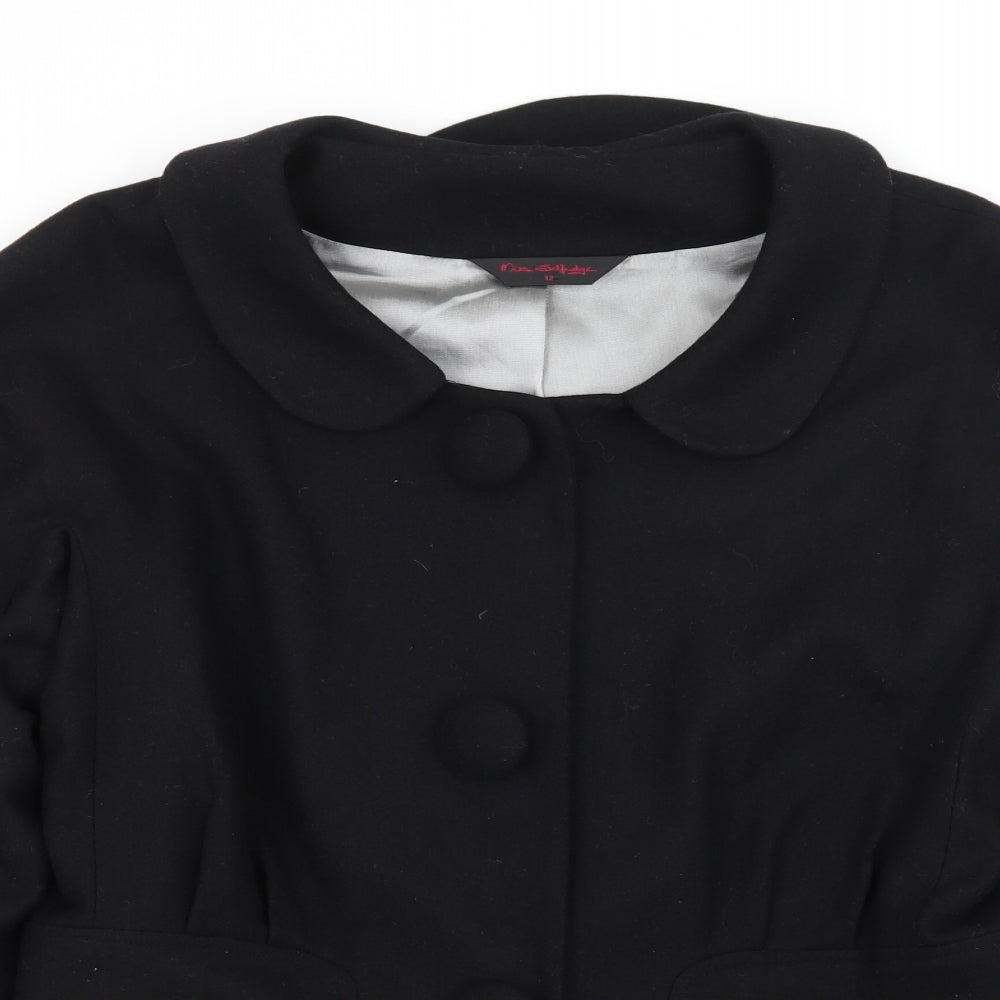 Miss Selfridge Womens Black   Pea Coat Coat Size 12