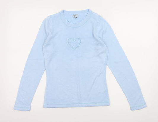 Anne Brooks Womens Blue  Knit Pullover Jumper Size 8  - Love Heart