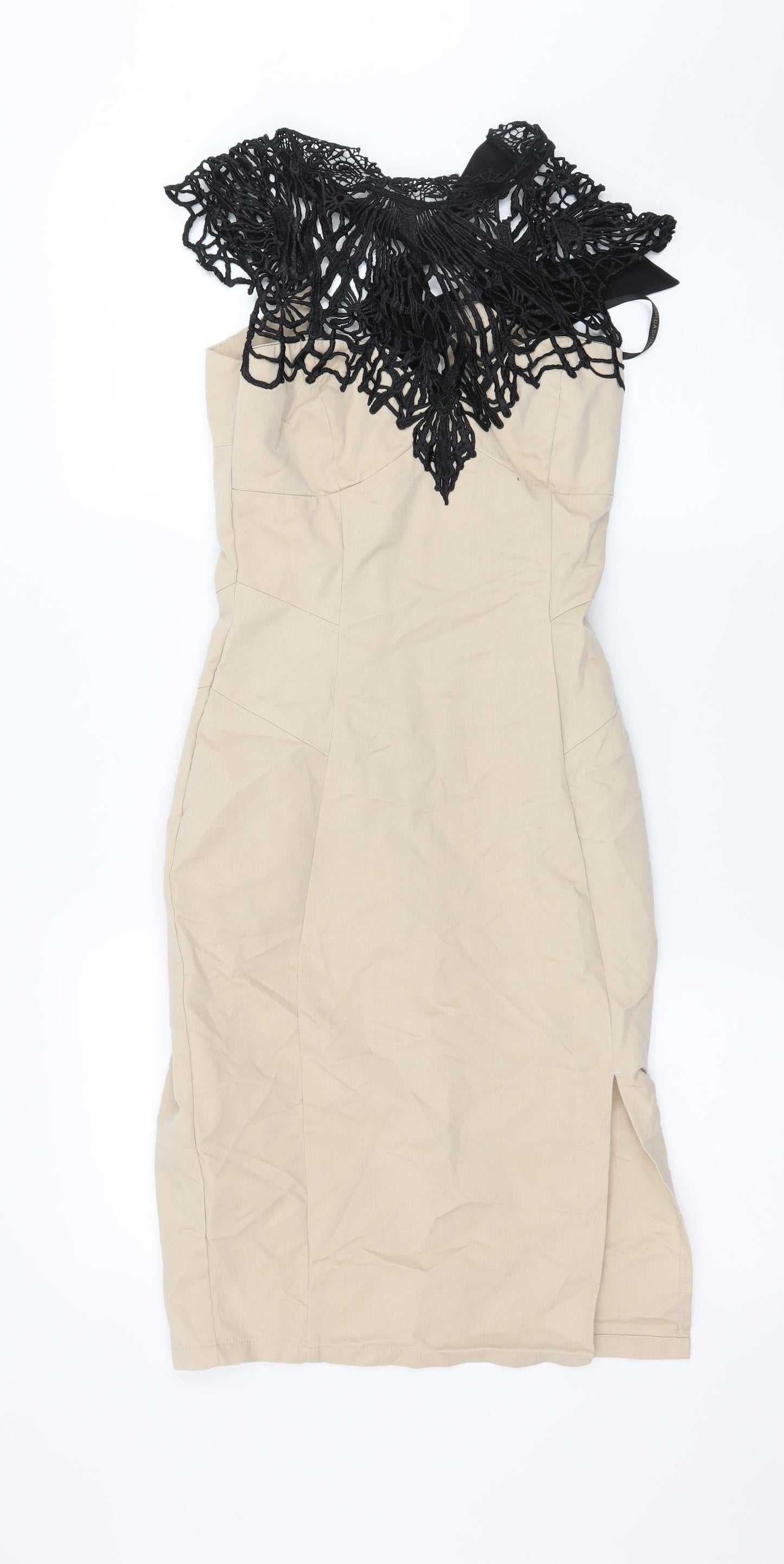 lipsy beige dress Lipsy Tailored Cap Sleeve Midi Dress in Natural