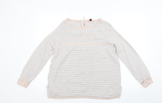 Wrap Womens Beige Striped Knit Pullover Jumper Size 12