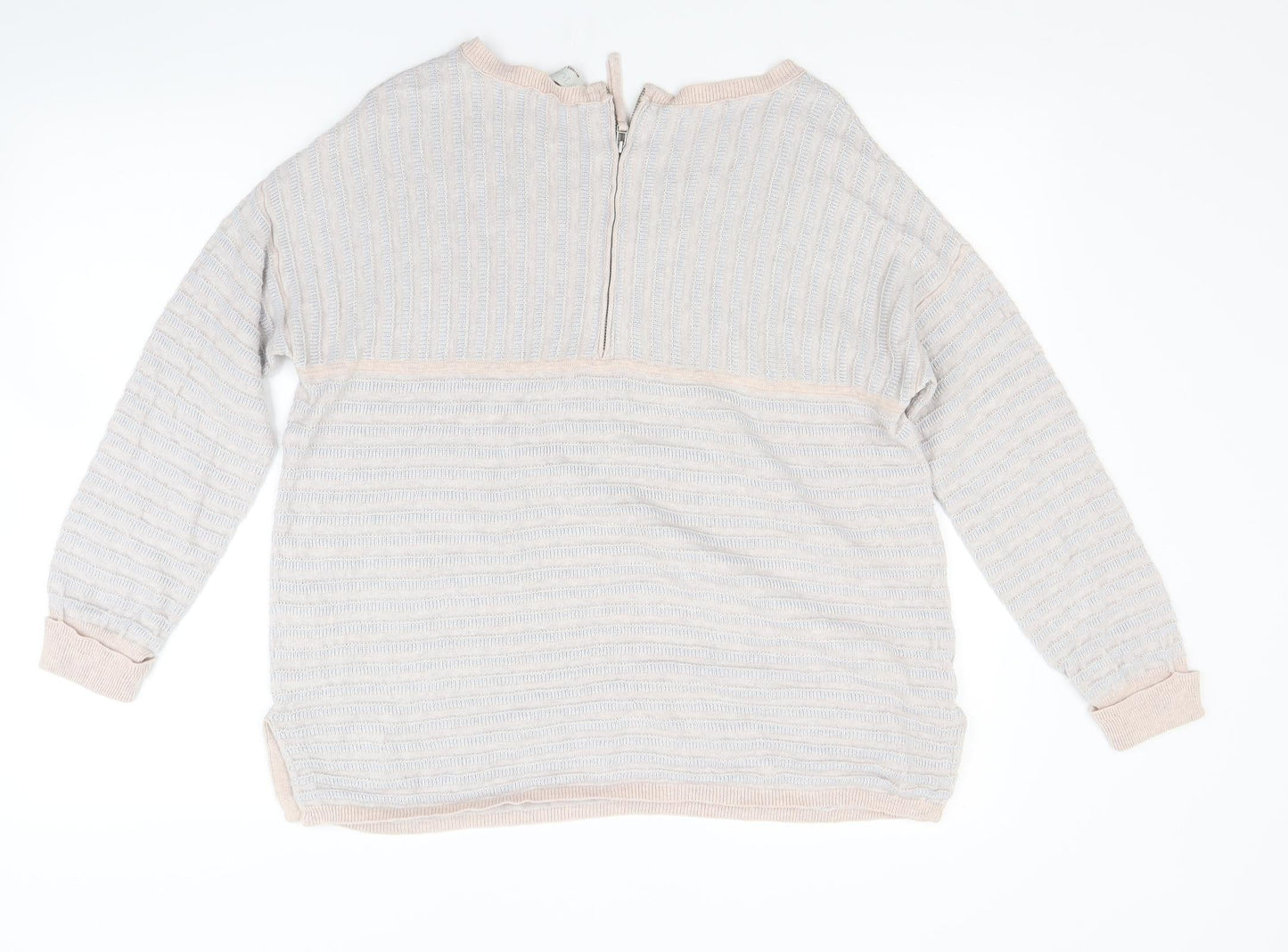 Wrap Womens Beige Striped Knit Pullover Jumper Size 12