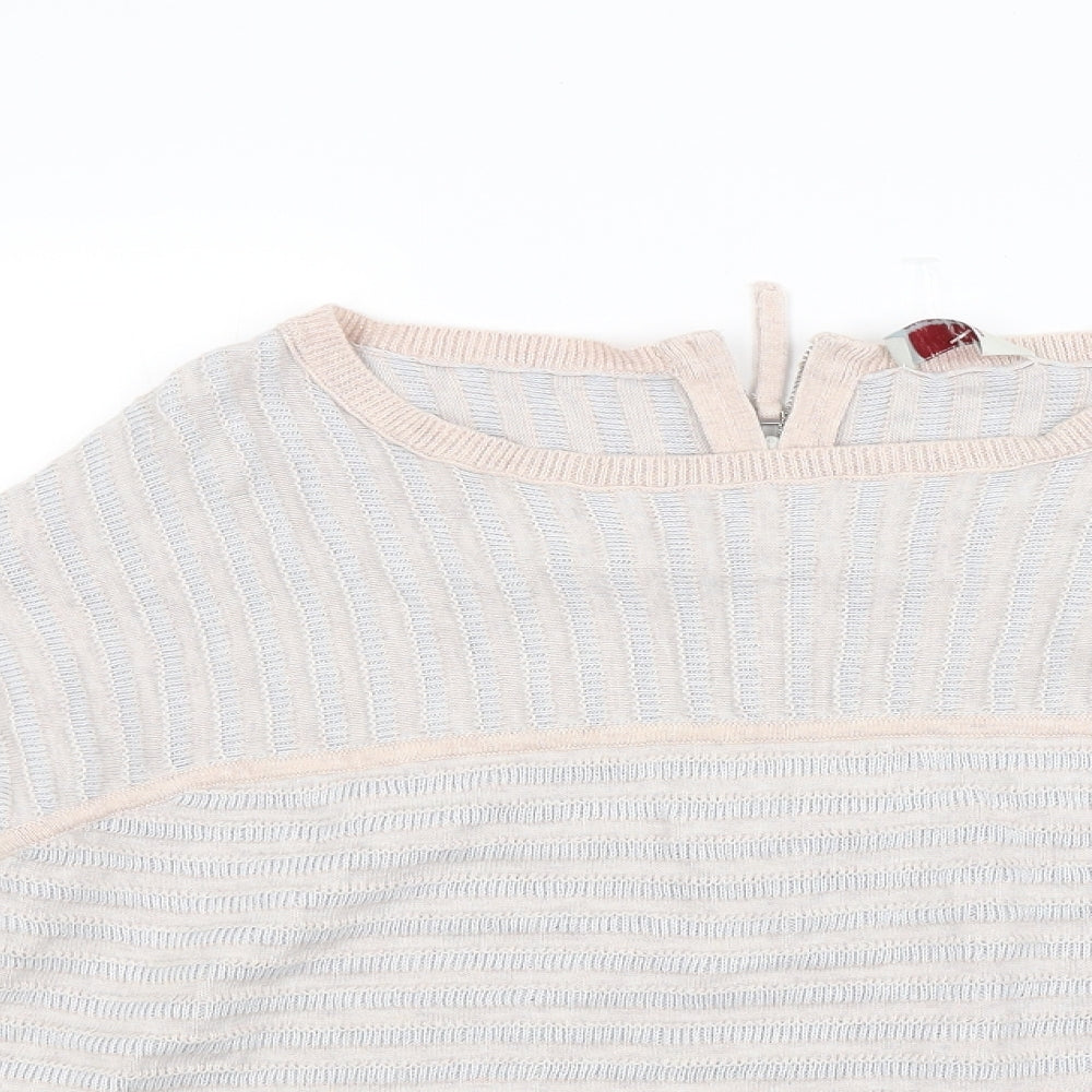 Wrap Womens Beige Striped Knit Pullover Jumper Size 12