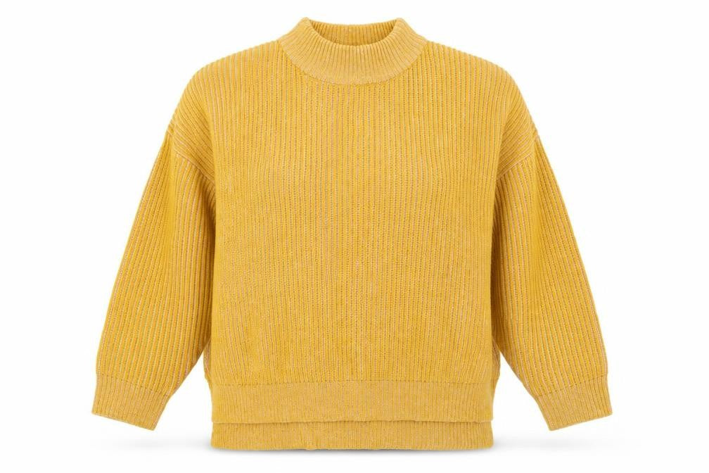 Round Womens Yellow  Knit Pullover Jumper Size M