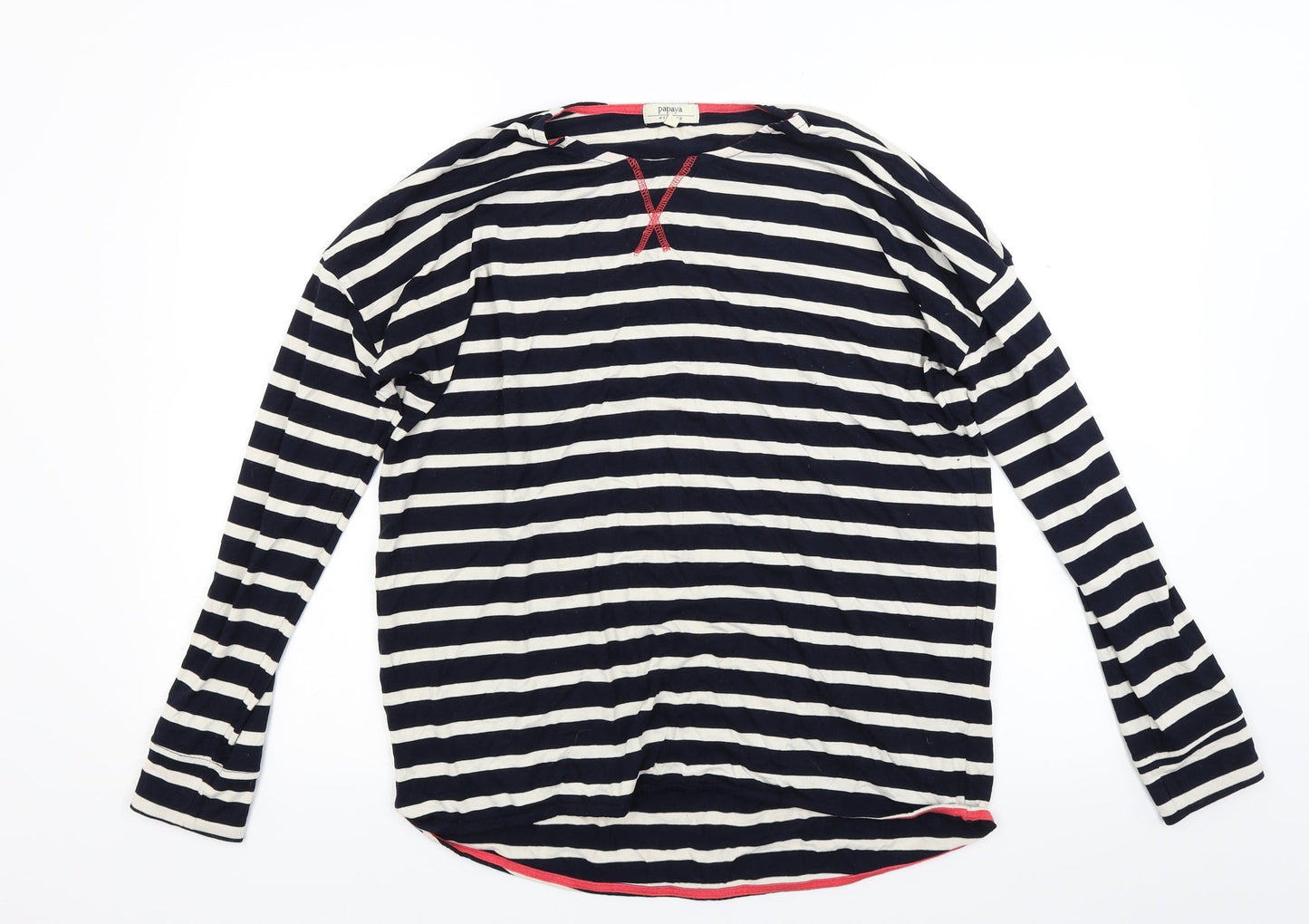 Papaya Womens Blue Striped  Pullover Jumper Size M
