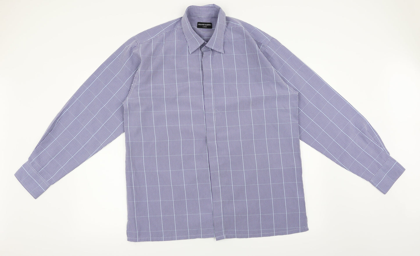 Island Earth Mens Blue Check   Button-Up Size L