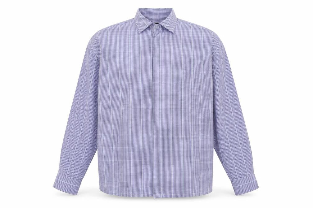 Island Earth Mens Blue Check   Button-Up Size L