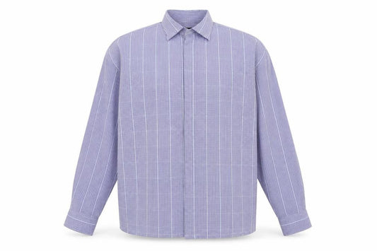 Island Earth Mens Blue Check   Button-Up Size L