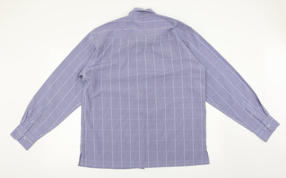Island Earth Mens Blue Check   Button-Up Size L