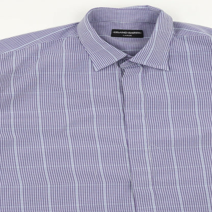 Island Earth Mens Blue Check   Button-Up Size L