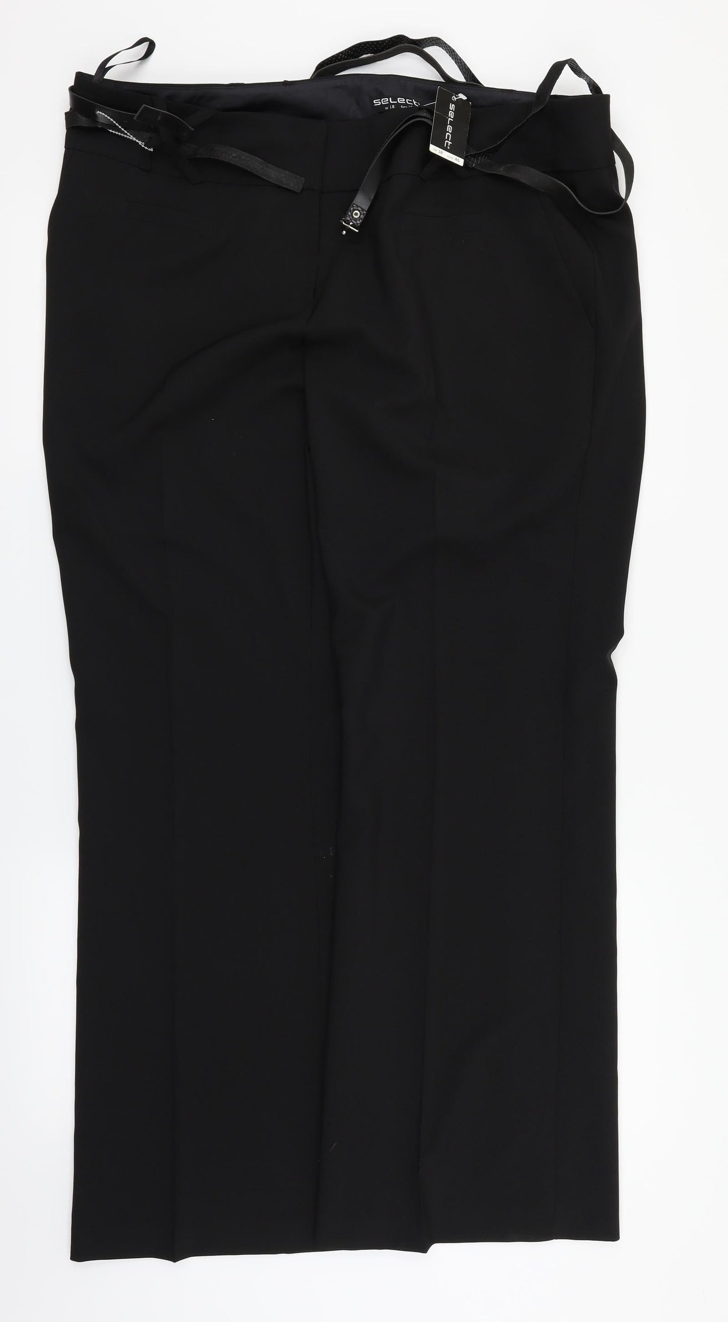 Select Womens Black   Dress Pants Trousers Size 18 L31 in - comes with belt
