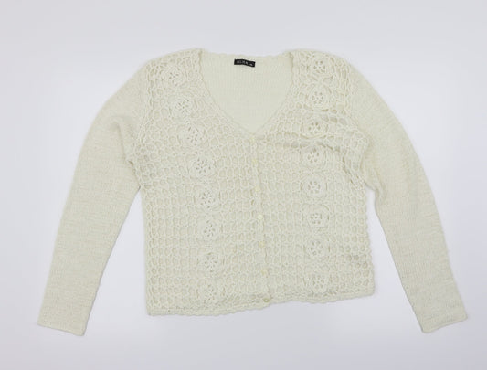 Runa Womens White   Cardigan Jumper Size L