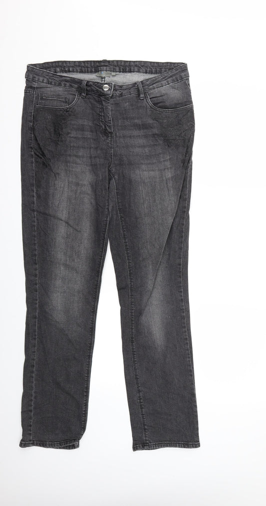 Blue Motion Womens Grey  Denim Straight Jeans Size 14 L30 in